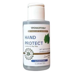 Gel igienizant pentru maini Vivanatura, cu 70% alcool si tea tree, 100 ml